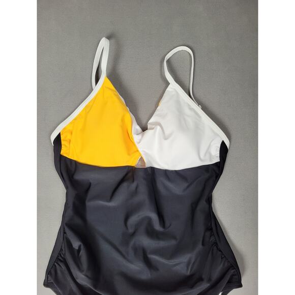 Cupshe Colorblock One Piece Swimsuit Yellow White Black Monokini Size Small - Picture 4 of 8